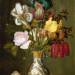 Irises, Roses and other Flowers in a Porcelain Vase